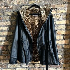 Vintage Wilson’s Leather Coat with leopard fur lining